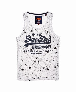 Superdry Premium Goods Paint Splatter Férfi Mellény Fehér/Kék | AHTNP1583